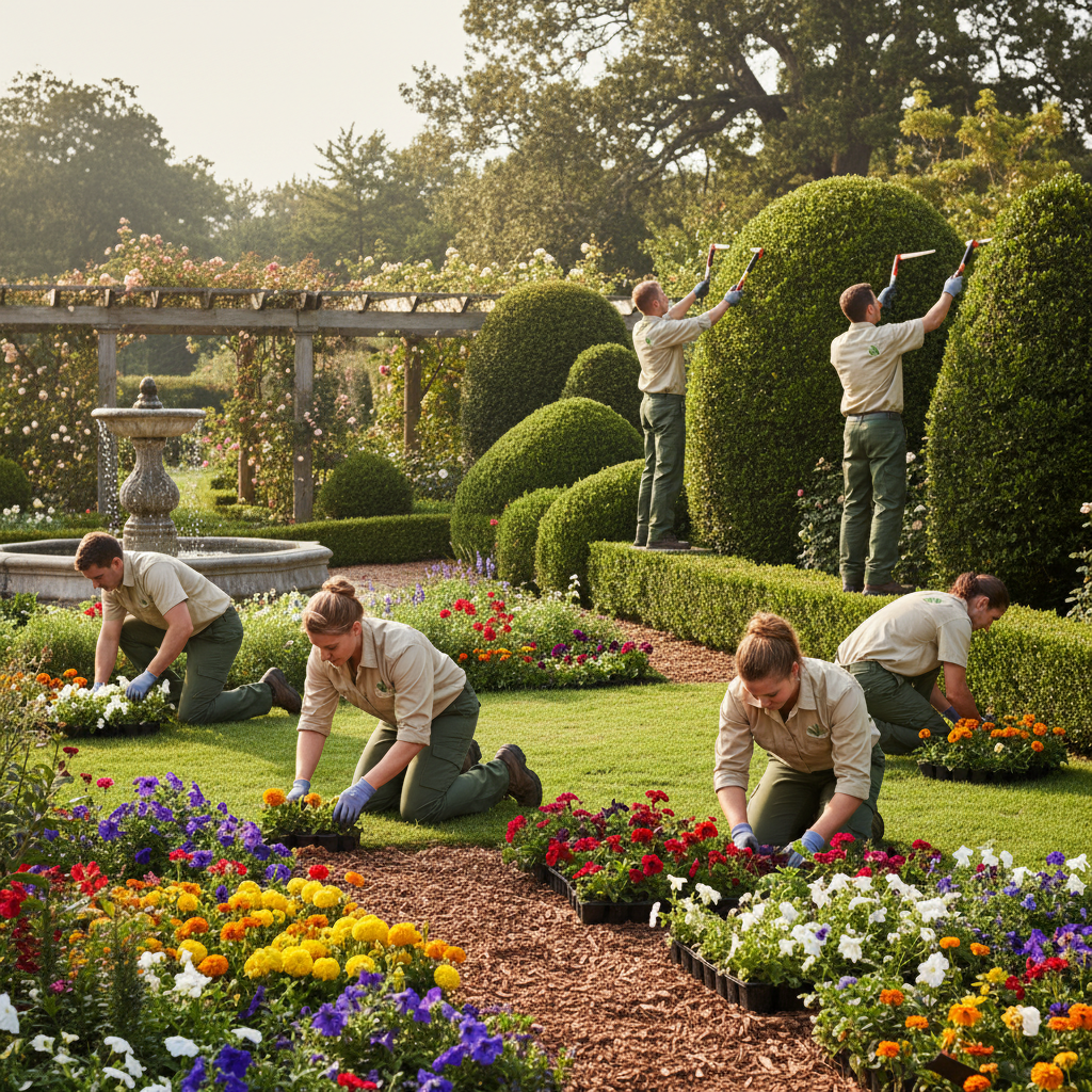 Landscaping team at work